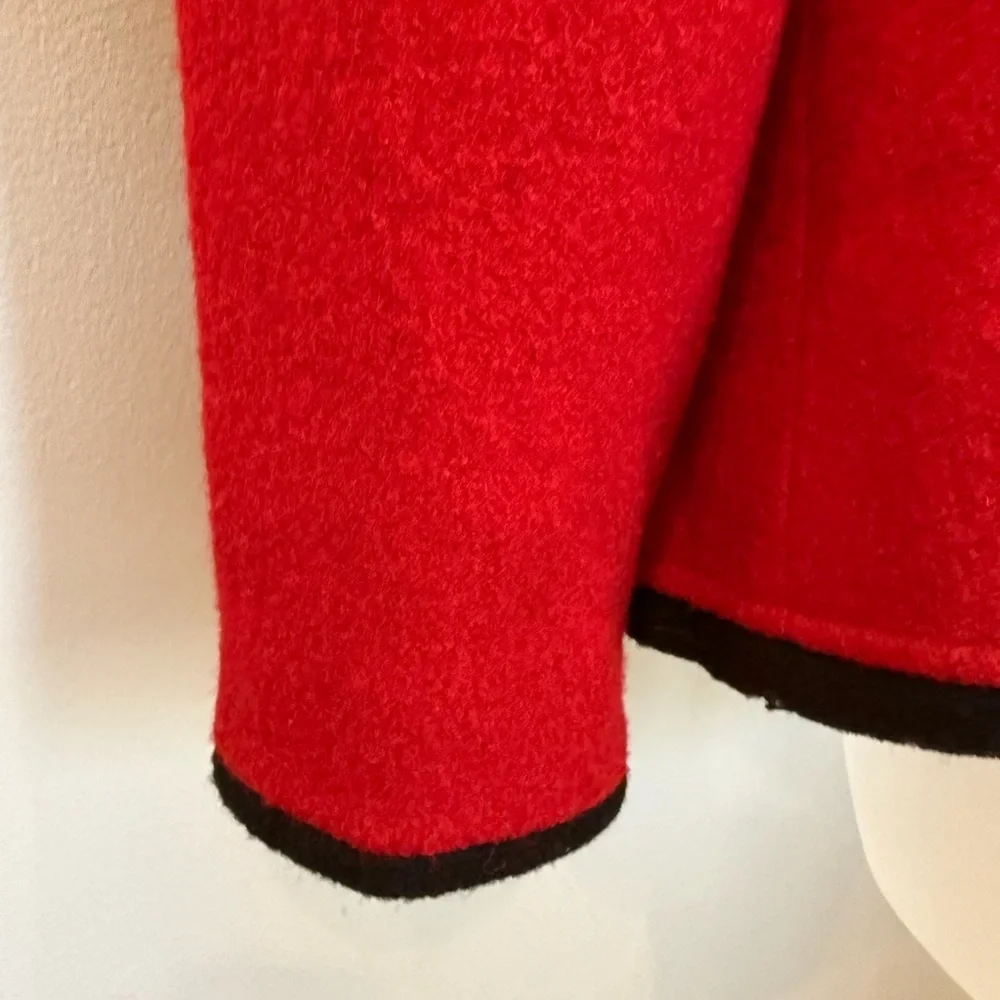 Grace Elements 100% Wool Red Blazer with Black Trim - Size 10